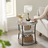 Graeber Round End Table with 3-Tier Storage Shelves