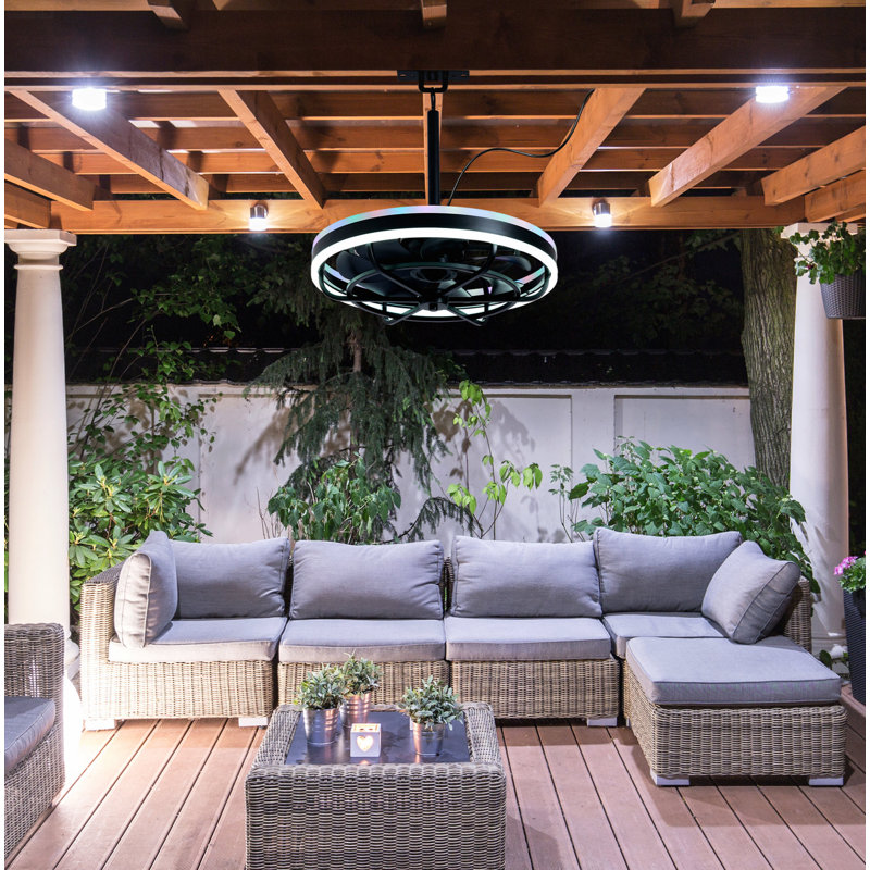 Dimmable 6-Speed Reversible DC Industrial Farmhouse Flush Mount Ceiling Fan with Light, Matte Black