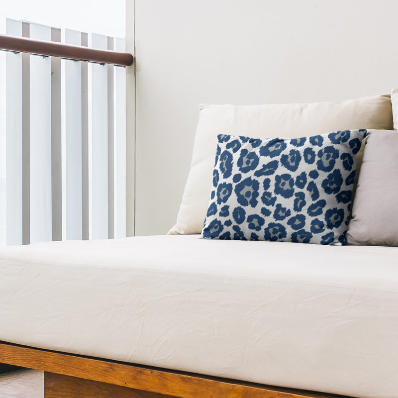 Housse et insert de coussin rectangulaire d'extérieur imprimé léopard, Blanc