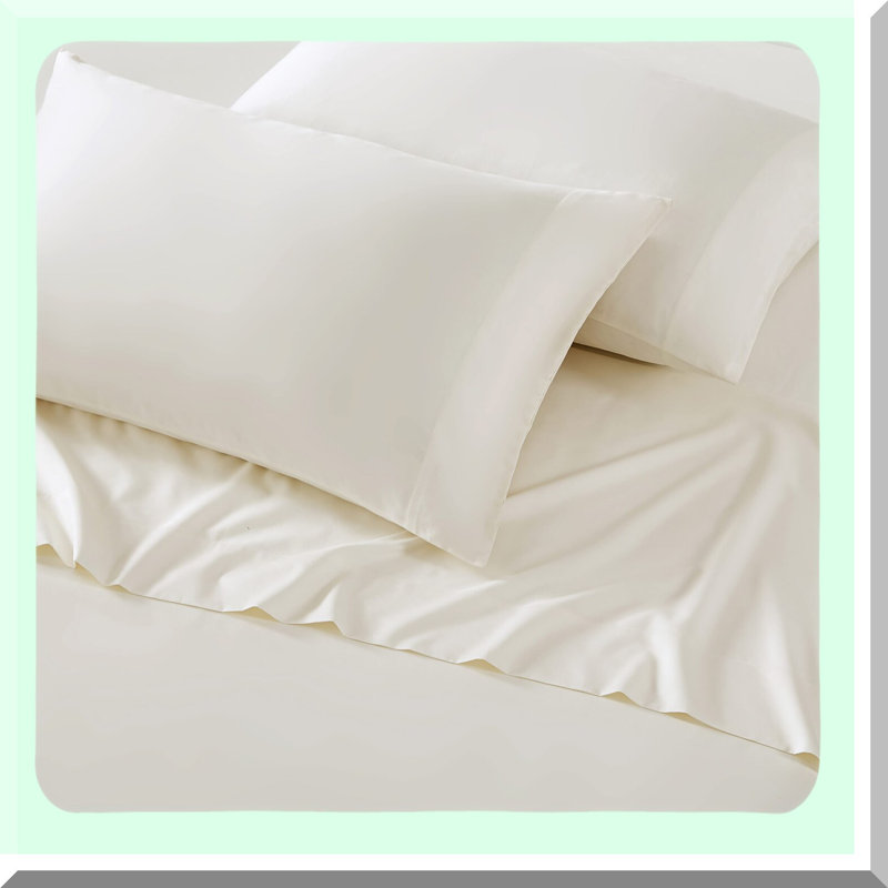 SateenLux 800 Thread Count Ivory Pillowcase Set - Soft & Smooth Luxury Cotton Bedding for Standard Pillows - Home Decor Essential