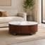 Table basse Rustic-Chic, plateau de table en pierre frittée et deux tiroirs de rangement intégrés, table basse de style moderne pour la décoration du salon-681542135