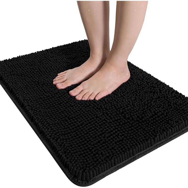 Tapis de bain de luxe à poils longs, tapis de bain antidérapant lavable pour la douche de la salle de bain, tapis moelleux moelleux absorbants en chenille