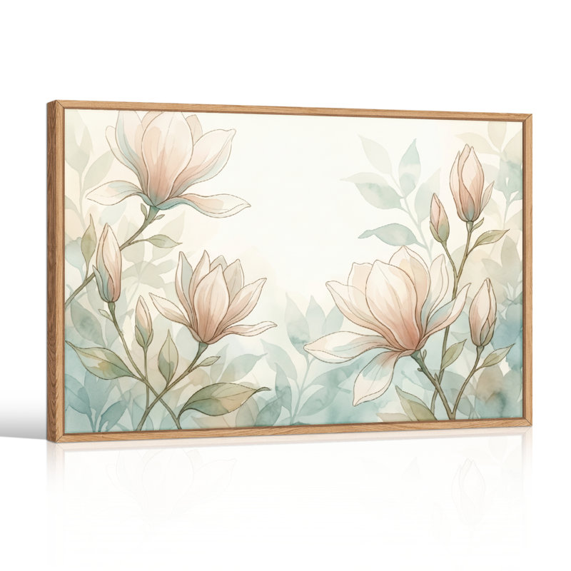 Ensemble de 1 tableau sur toile à motif floral, H 18 po x l 24 po, Naturel