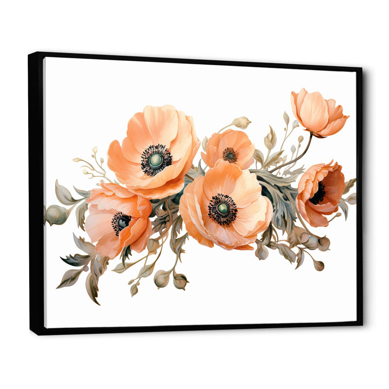Euphoria, fleurs de pêche sur une branche, Cadre flottant noir, H 30 po x l 40 po