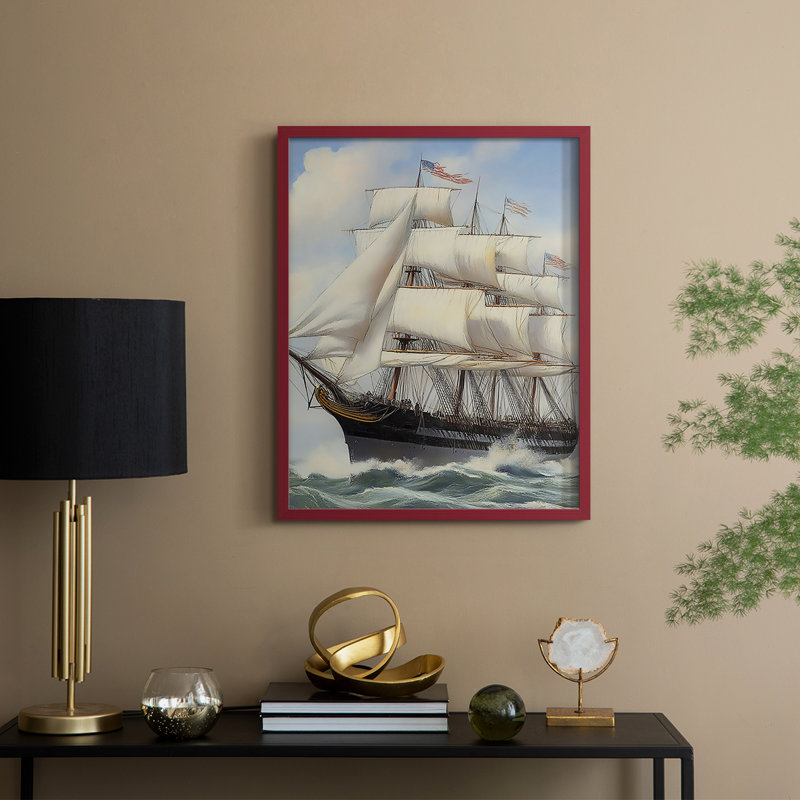 NAUTICAL Series LX, reproduction encadrée - bois massif, H 30 po x l 24 po, Rouge