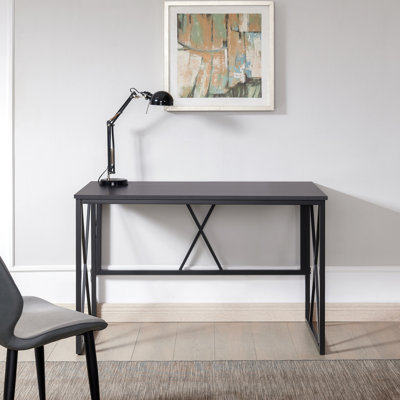 Bureau d'ordinateur X Design en bois patiné et nickel satiné