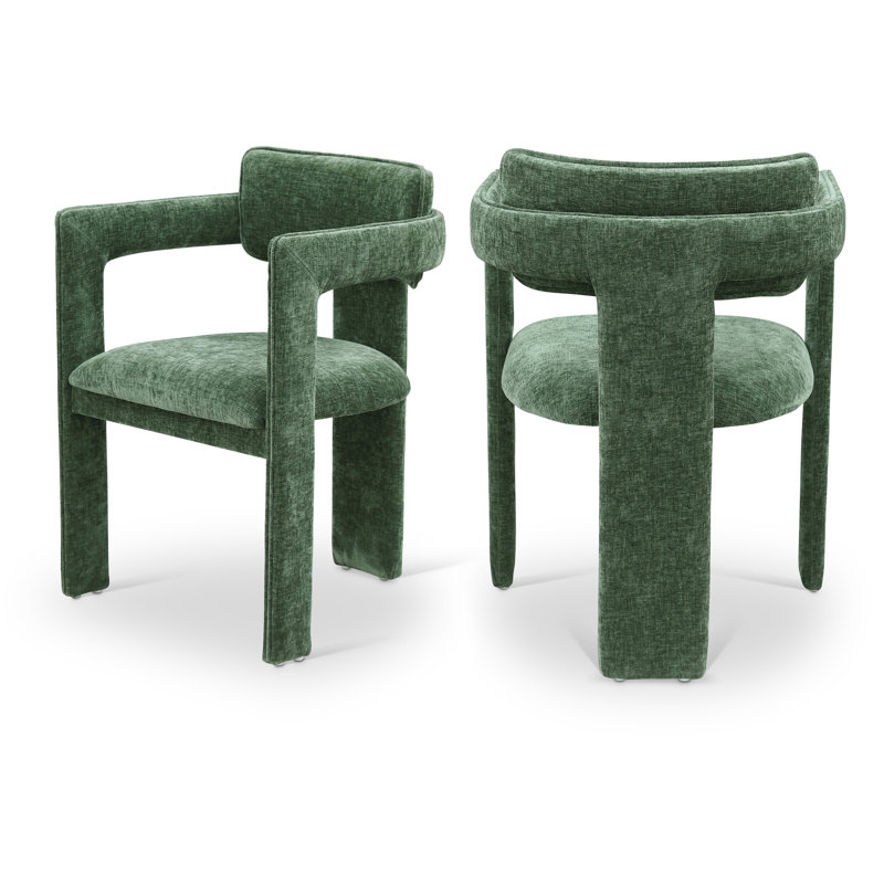 Chaise en chenille Exilda, Tissu chenille vert