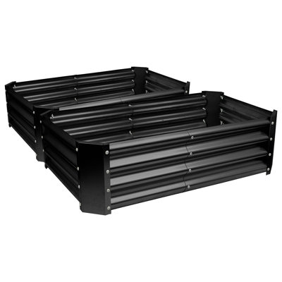 Harbour Housewares - Rectangular Galvanised Steel Raised Garden Bed Planters - Set of 2