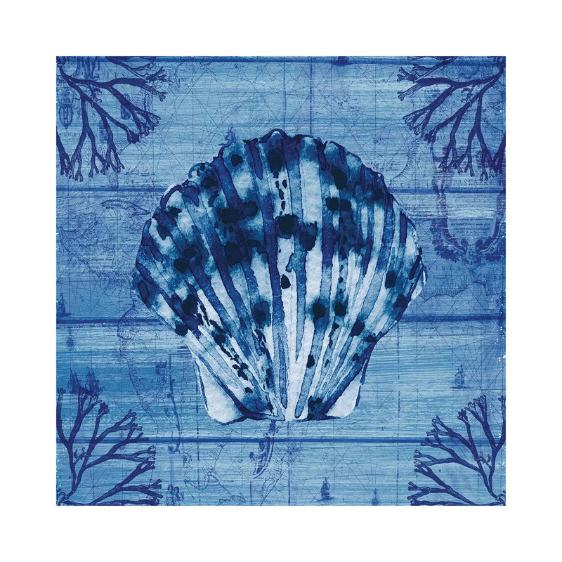 Indigo Scallop by Susan Jill - Print on Canvas, Wrapped Canvas, 45.72cm H x 45.72cm W x 1.91cm D