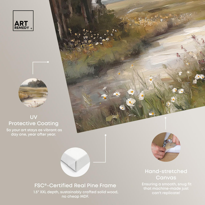 Art, paysage de campagne, toile, arbres et feuillage, H 30 po x l 36 po, Toile tendue