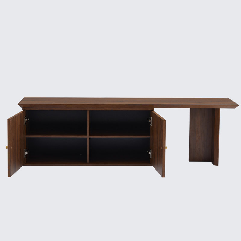 Walnut Expandable Tv Cabinet With Blister Doors