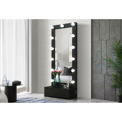 Grand miroir étroit avec haut-parleur et tiroir