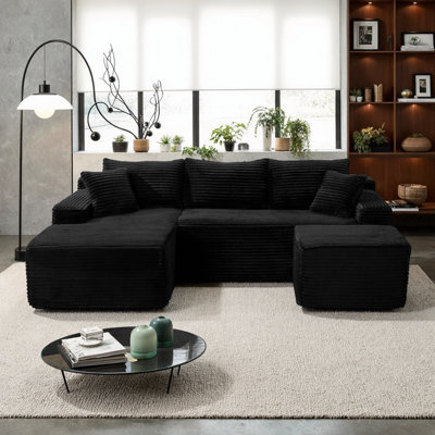 Canapé modulaire en forme de U 94,5 po à assise profonde et sans assemblage, confort moelleux en nuage