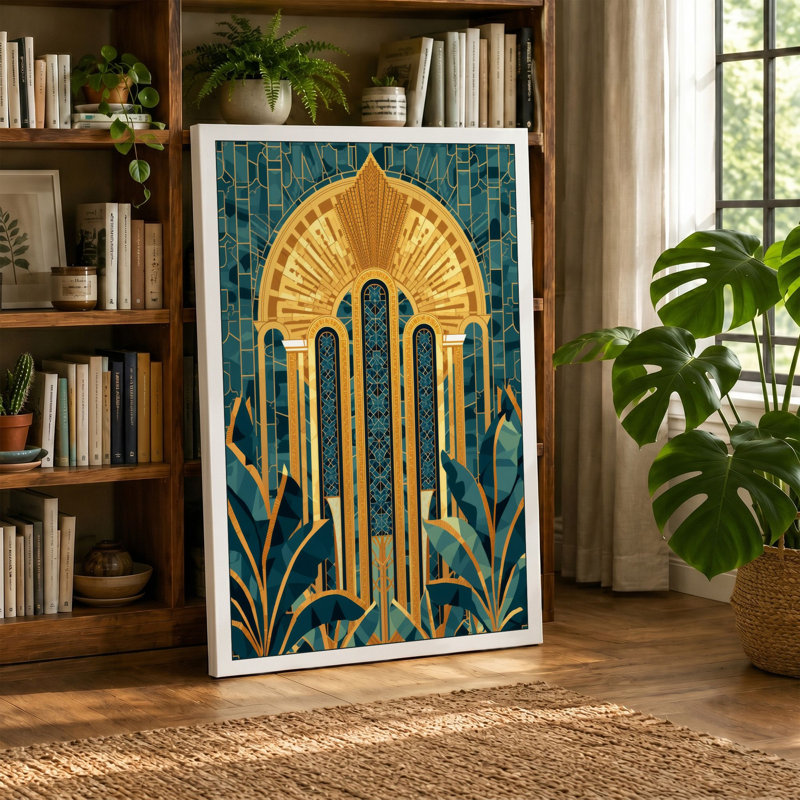 Golden Gateway Art Deco - Wrapped Canvas, 30x20 - 76.2 x 50.8 cm, Cream Border