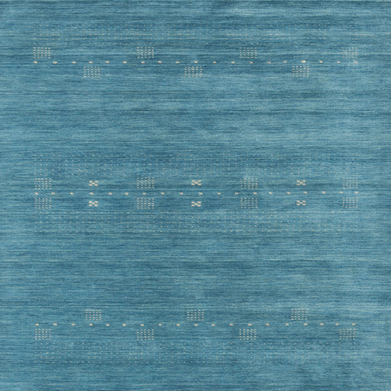 Tapis de zone bleu contemporain, Carré 5 pi
