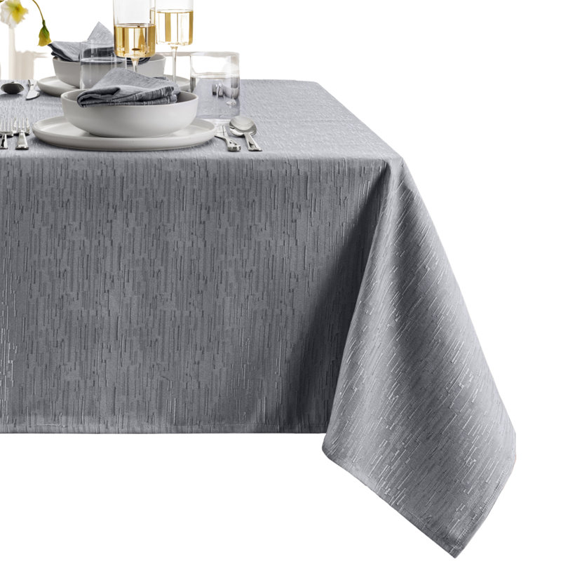 Brosh Solid Texture Water and Stain Resistant Polyester Rectangle Tablecloth, 102" x 60", Grey