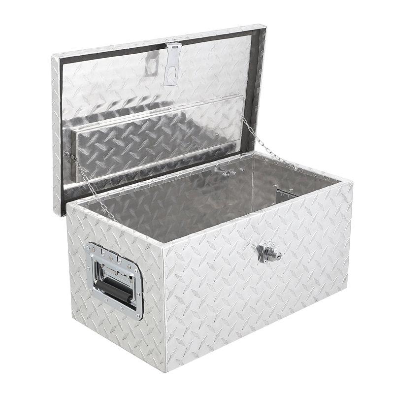 Boîte à outils 20 pouces en aluminium avec serrure et clés - Organisateur de rangement étanche pour camions, véhicules récréatifs, remorques