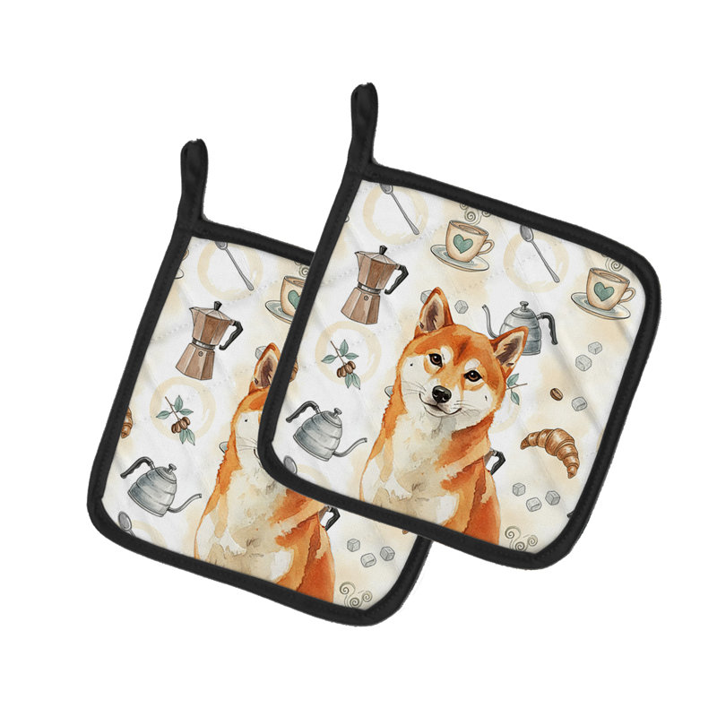 Paire de poignées rouges Shiba Inu