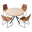 Ensemble de table de salle à manger 5 pièces, table de cuisine ronde peu encombrante avec 4 chaises rembourrées orange, coussins en similicuir, bureau moderne en ton de bois avec patins réglables pour la salle à manger, petits espaces