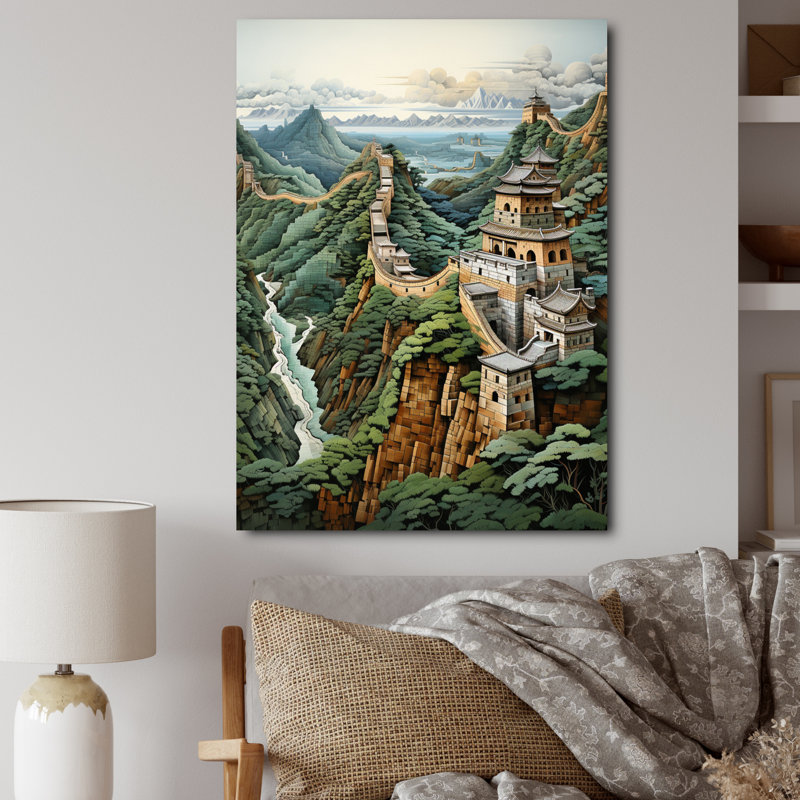 Curtus " Asian Art Great Wall Of China II ", Wrapped Canvas, 40" H x 30" W x 1.5" D