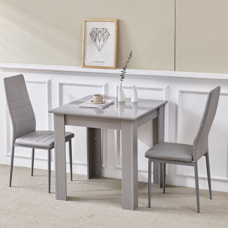 Dining Set, Grey Leather Line Chairs#2