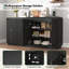 Meuble télé noir à 4 portes cannelées avec prise de courant, centre de divertissement Wave Design et buffet de rangement-36155774