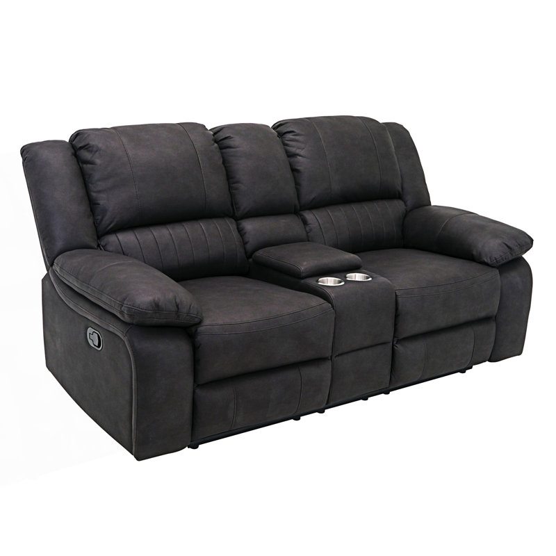 Contemporary Style Reclining Console Loveseat
