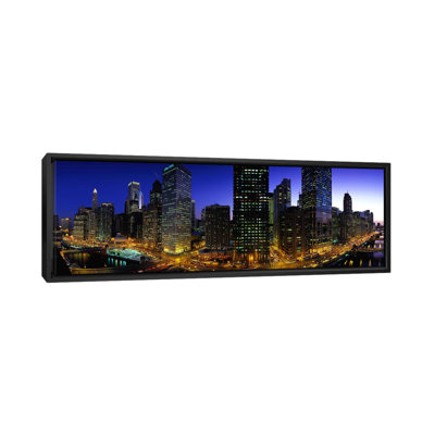 Bâtiments allumés au crépuscule chicago, illinois, états-unis-impression sur toile tendue