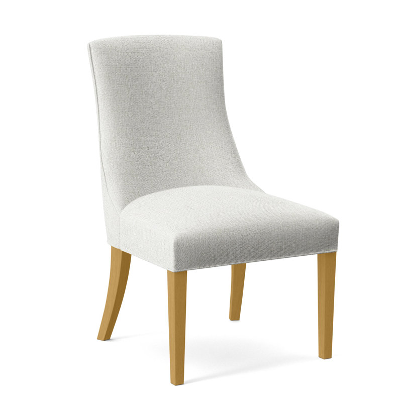 Chaise de salle à manger Tuxedo, Finition miel, Tissu blanc performance 0851-94