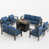 Coussin bleu foncé / structure grise