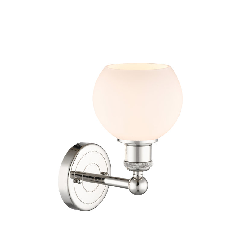 Applique murale à bras en acier 1 lumière Cheboygan, Blanc mat, Nickel poli
