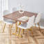 Ensemble de table de salle à manger réglable avec pieds en métal doré, plateau en bois aggloméré et 4 chaises en lin pour une maison moderne