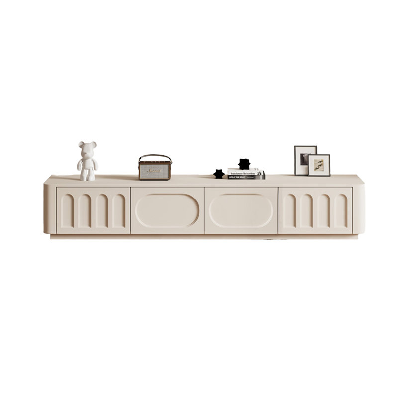 Meuble télé en bois manufacturé blanc crème, H 17,72 po x L 70,87 po x l 15,75 po