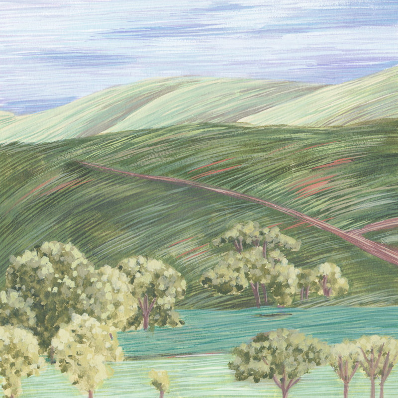 Hill Lines III par Melissa Wang - peinture sur toile tendue, H 12 po x l 12 po