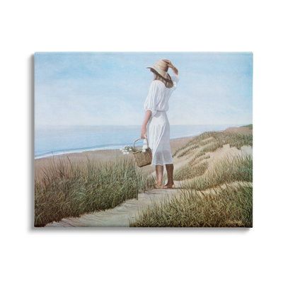 Femmes admirant la vue paisible sur la plage par Tom Mielko - Peinture