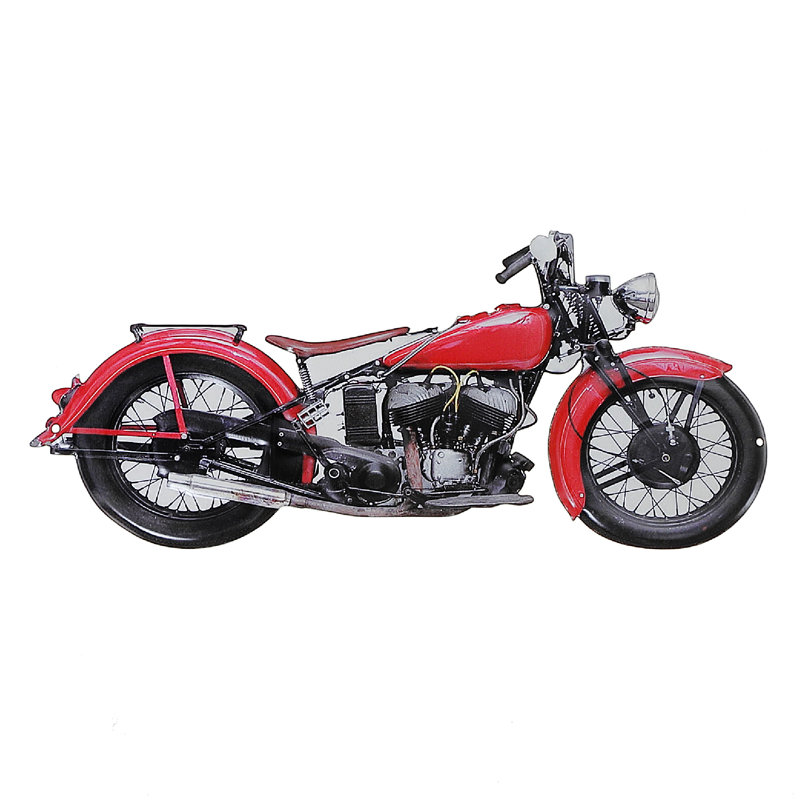 Plaque murale embossée en métal rouge moto