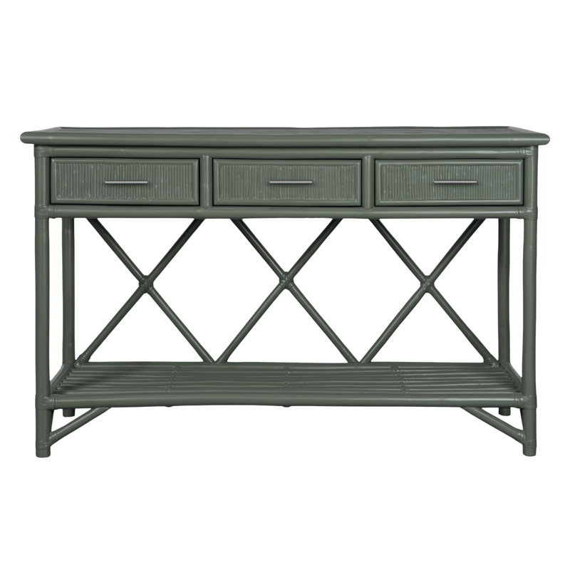 54'' Wide 3 Drawer Rattan Wood Sideboard, Evergreen