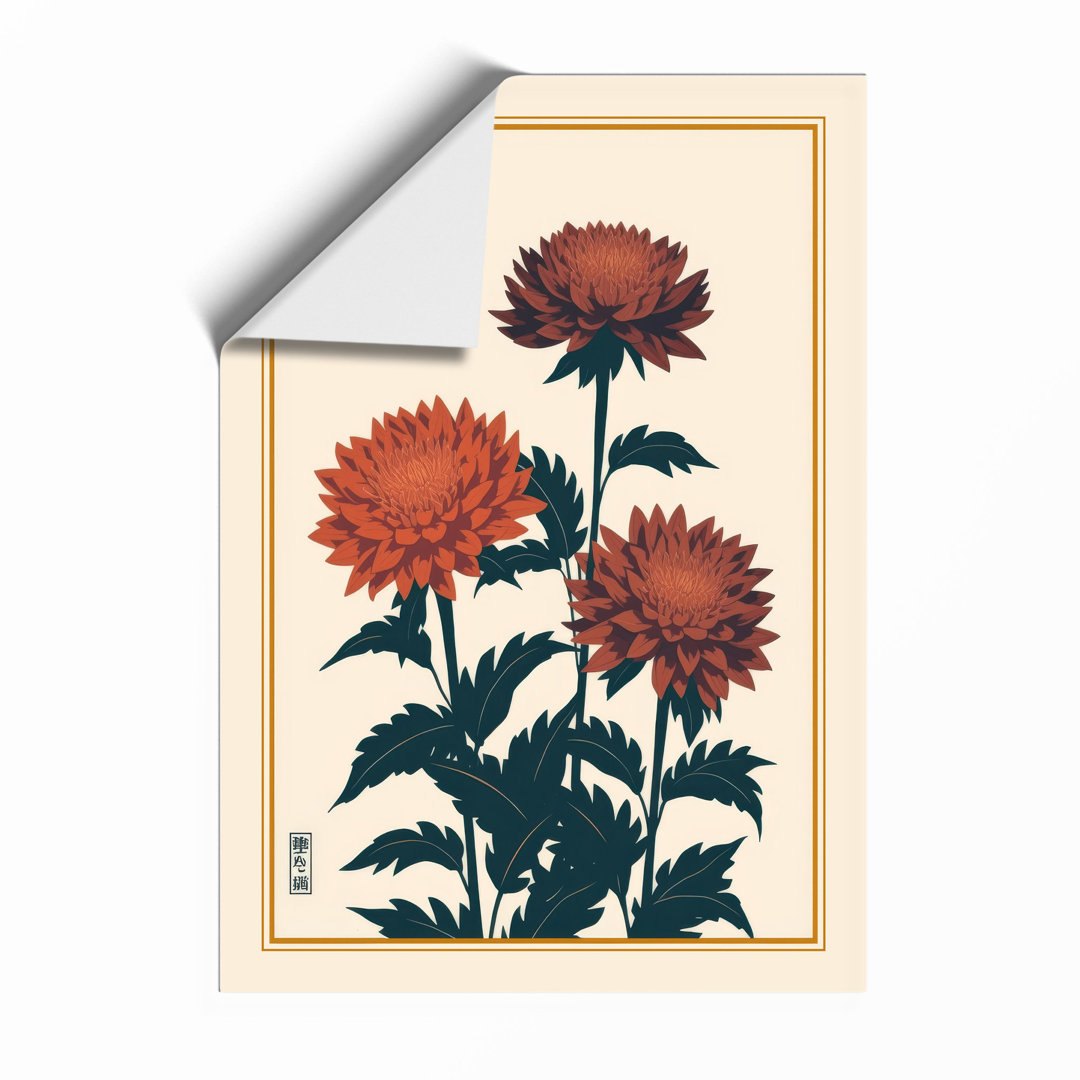 Burgundy Dahlias Botanical - Framed Print