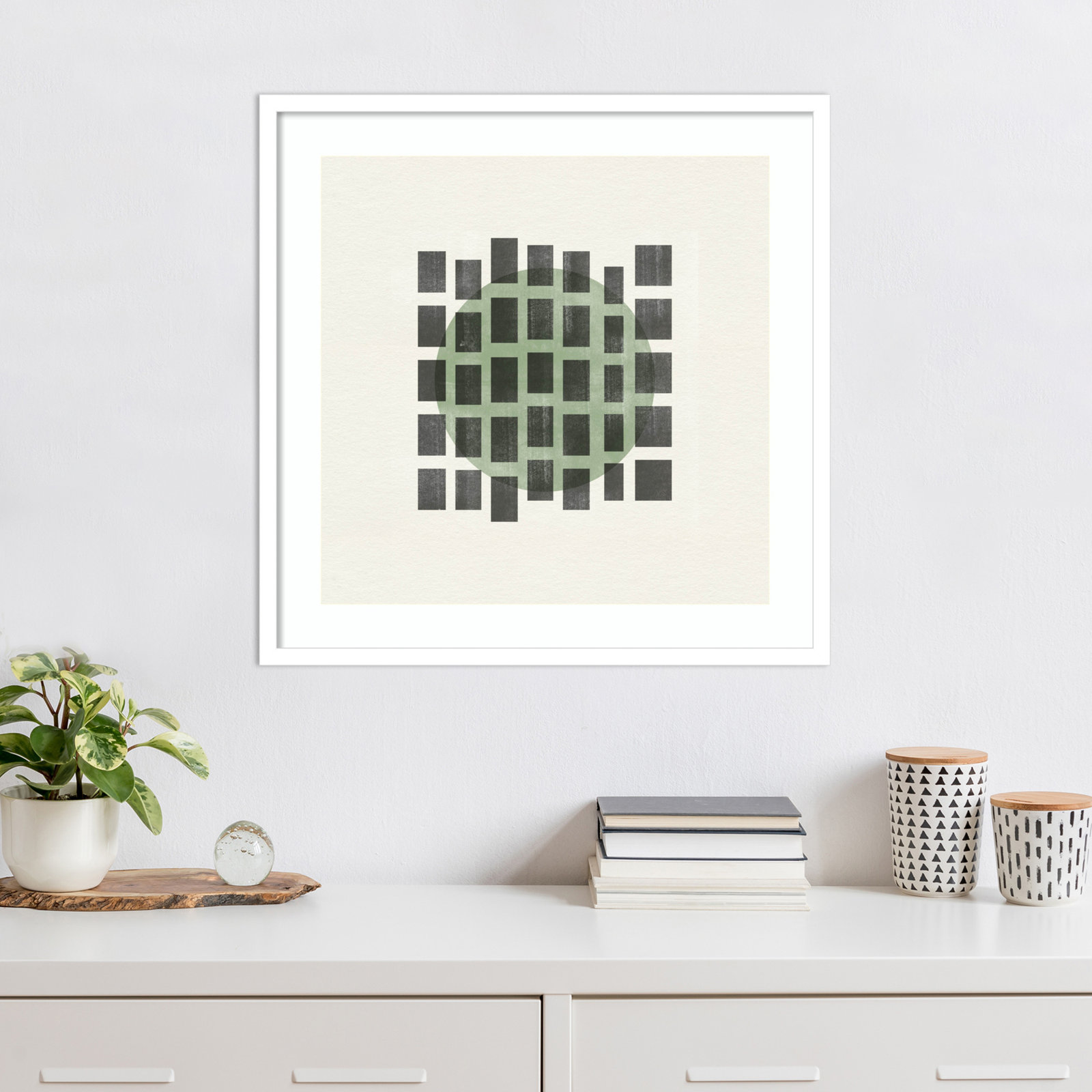 Leia "Minimalist Japandi 01" Print, White, 25" H x 25" W