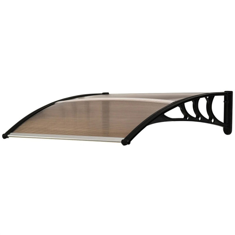 Dakota Fields 120cm W x 75cm D Plastic Cover Retractable Door / Window Awning, Brown