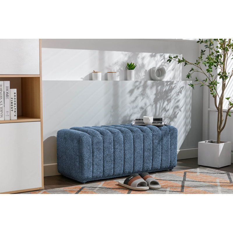 Repose-pieds en tissu Sherpa Barny, Sherpa bleu