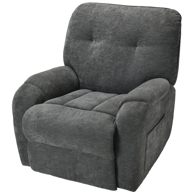 Modern Chenille Swivel Rocking Gray Recliner, Gray