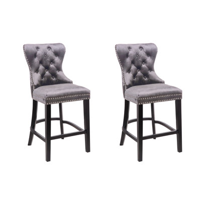 Upholstered Counter Stool with Metal Frame
