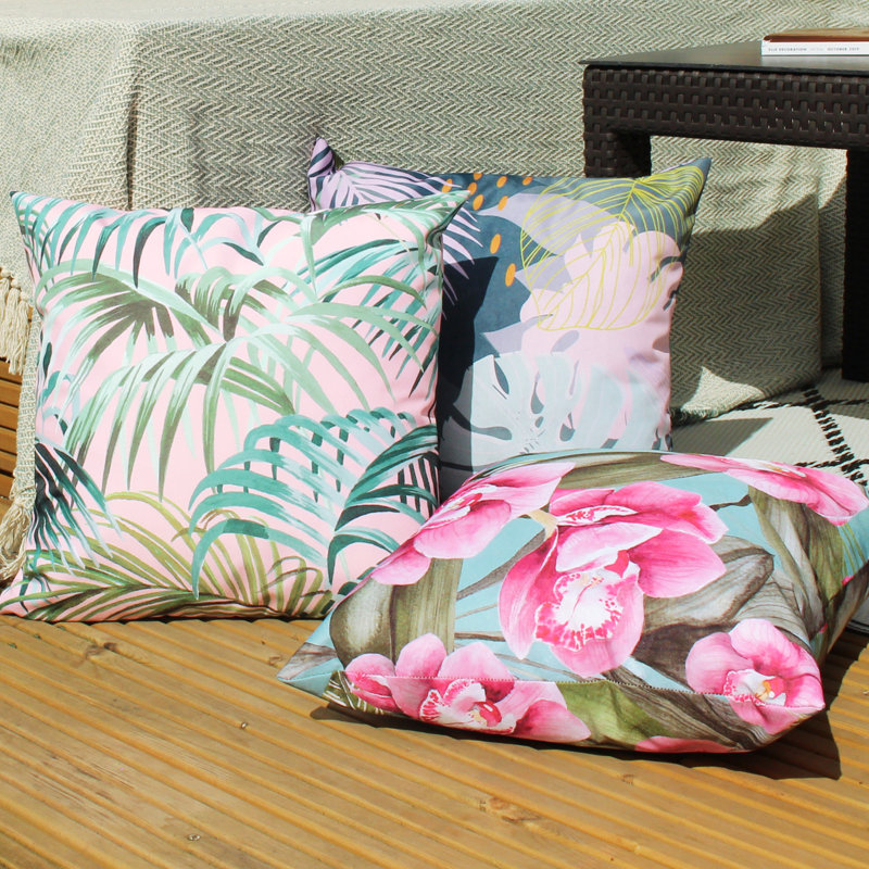 Indoor / Outdoor Floral Square Cushion Cover