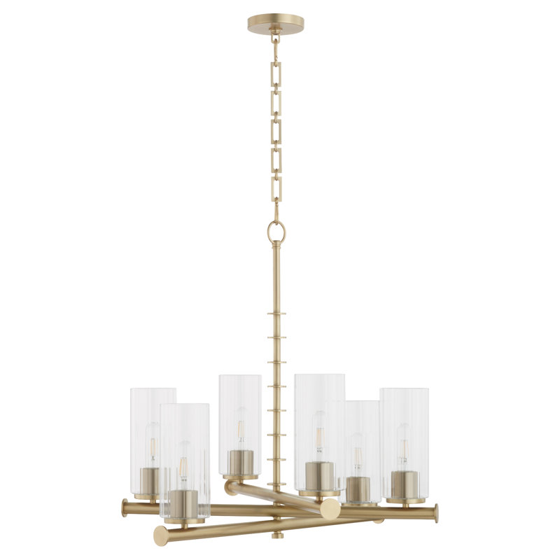 Lustre 6 lumières Keyanah | Laiton vieilli, Aged Brass