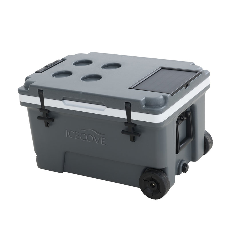 60-Quart Castlerock Gray Solar Cooler with Wheels and Handle