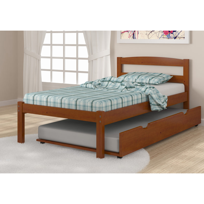 Goddard Solid Wood Platform Bed with Trundle, Twin, Light Espresso