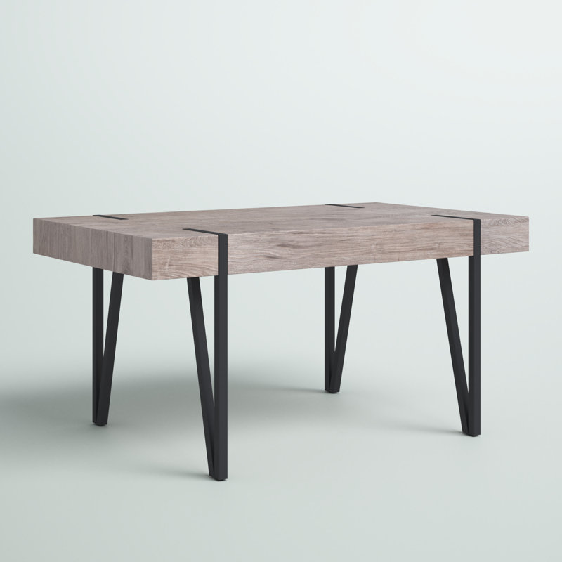 Salemburg Metal Base Dining Table, Gray Oak / Black Legs 