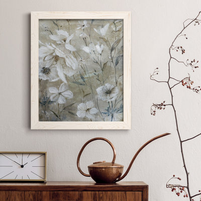 Wildflower White - Toile encadrée de qualité supérieure - prête à être accrochée