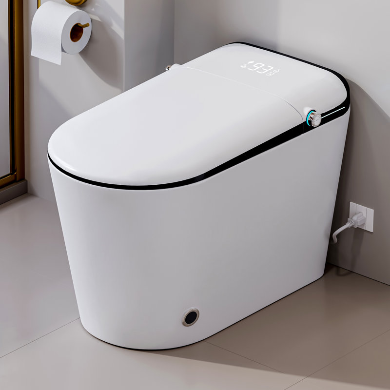 Modern Elongated Smart Bidet Toilet with Automatic Lid & Flush, Heated Seat, Warm Water Cleaning, Warm Air Dryer and Remote Control